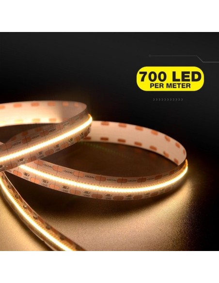 LED strip 24V, SMD2110, 21W/m, 700 leds/m, IP20, width 12mm, CRI95 - V-TAC VT-2110