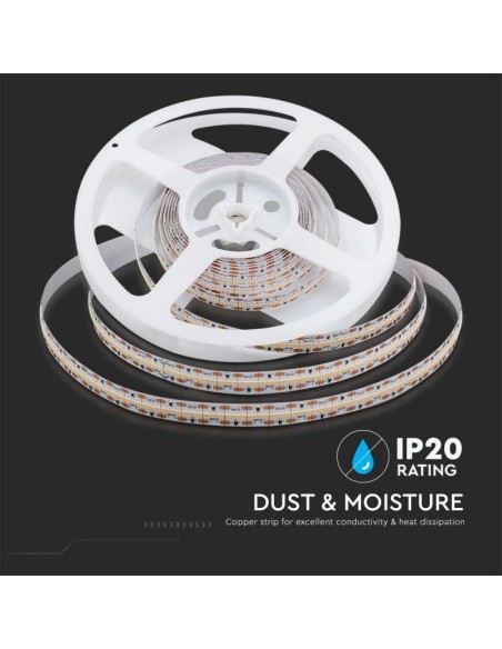 Bande LED 24V, SMD2110, 21W/m, 700 leds/m, IP20, largeur 12mm, CRI95 - V-TAC VT-2110