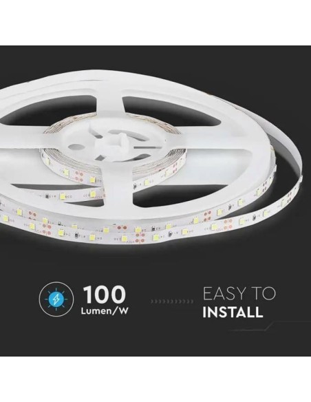 Strip led 12V, SMD3528, 4,2W/m, 60 led/m, IP20, larghezza 8mm - V-TAC VT-3528