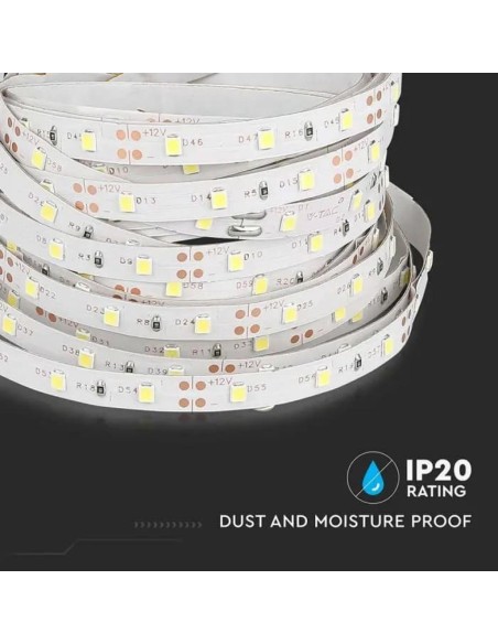 Tira led 12V, SMD3528, 4,2W/m, 60 leds/m, IP20, ancho 8mm - V-TAC VT-3528