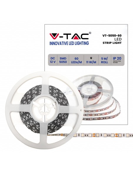 Led-Leiste 12V, SMD5050, 11W/m, 60 leds/m, IP20, Breite 10mm - V-TAC VT-5050