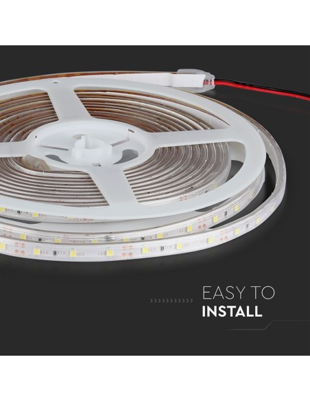 Strip led 12V, SMD3528, 3,2W/m, 60 led/m, IP65, larghezza 8mm - V-TAC VT-3528