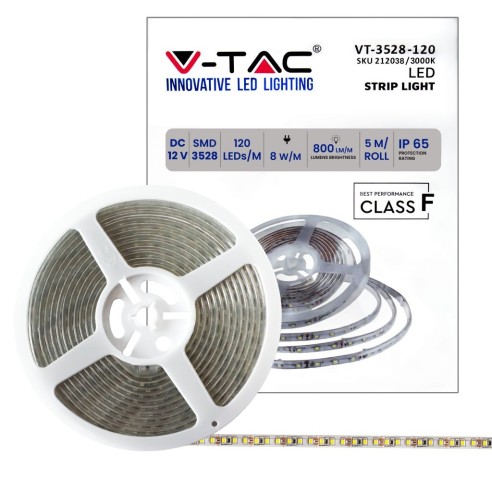 Led-Streifen 12V, SMD3528, 8W/m, 120...