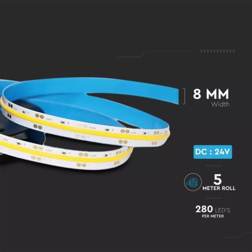 LED-Streifen 24V, COB, 10W/m, 280...