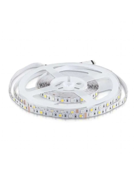 Tira led 12V, RGB y blanco SMD5050, 8W/m, 60 leds/m, IP20, ancho 10mm - V-TAC VT-5050