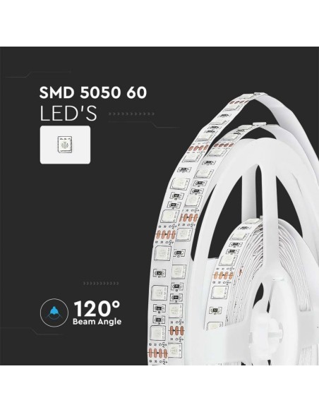 Tira de leds 12V, SMD5050, 10,8W/m, 60 leds/m, IP20, ancho 10mm - V-TAC VT-5050 212120