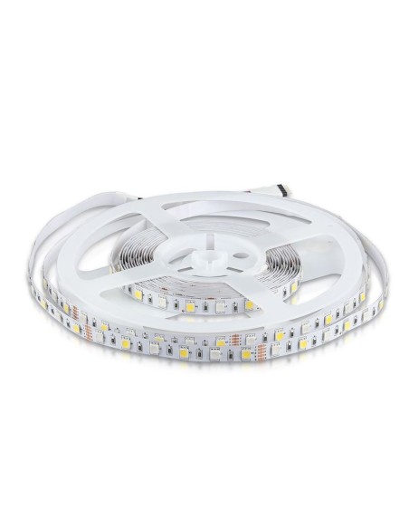 Strip led 12V, RGB e bianco naturale 4000K,  SMD5050, 8W/m, 60 led/m, IP20, larghezza 10mm - V-TAC VT-5050 