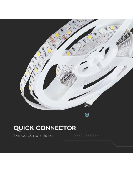 Led strip 12V, RGB and natural white 4000K, SMD5050, 8W/m, 60 leds/m, IP20, width 10mm - V-TAC VT-5050