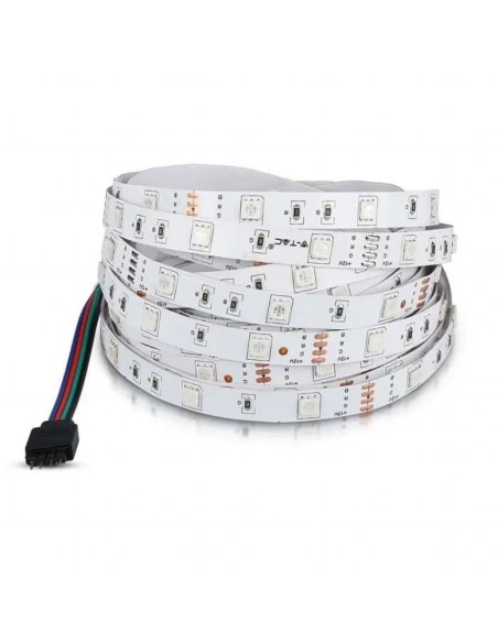 Ledstrip 12V, RGB, SMD5050, 4W/m, 30 leds/m, IP20, breedte 10mm - V-TAC VT-5050