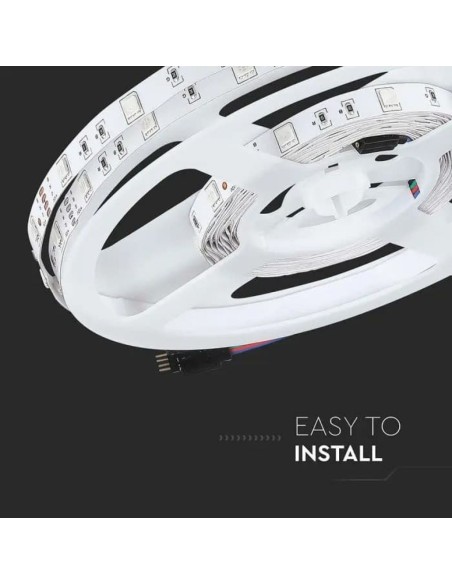 Ledstrip 12V, RGB, SMD5050, 4W/m, 30 leds/m, IP20, breedte 10mm - V-TAC VT-5050