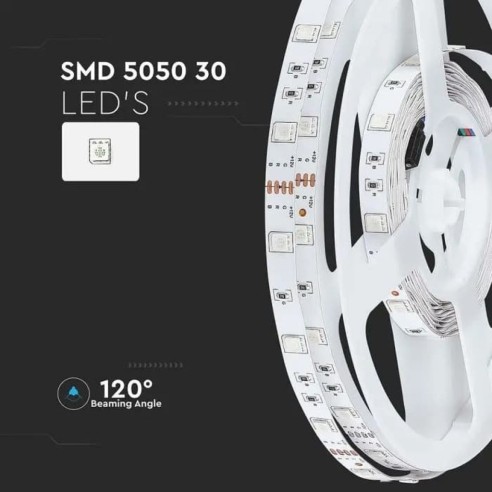 Tira led 12V, RGB, SMD5050, 4W/m, 30...