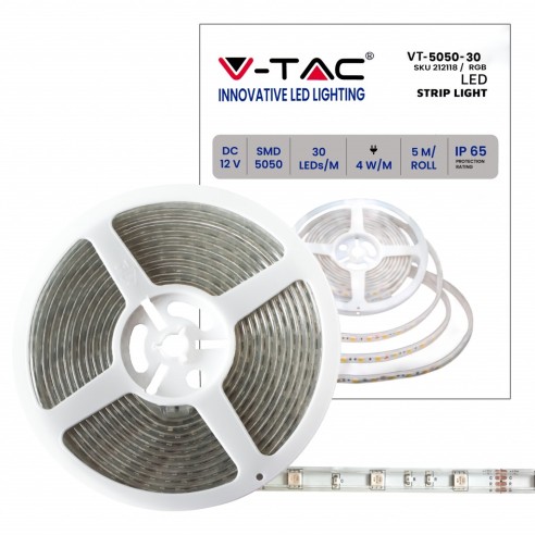 Strip led 12V, RGB, SMD5050, 4W/m, 30...