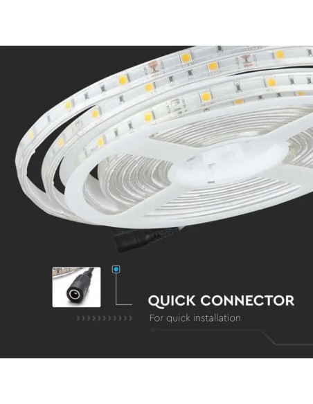 Strip led 12V, RGB, SMD5050, 4W/m, 30 led/m, IP65, larghezza 10mm - V-TAC VT-5050