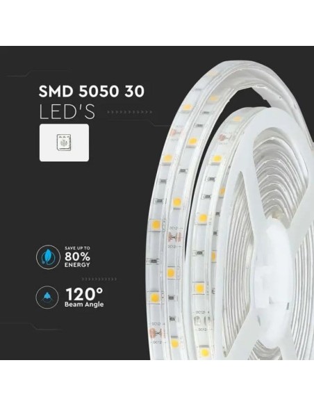 Led-Streifen 12V, RGB, SMD5050, 4W/m, 30 leds/m, IP65, Breite 10mm - V-TAC VT-5050