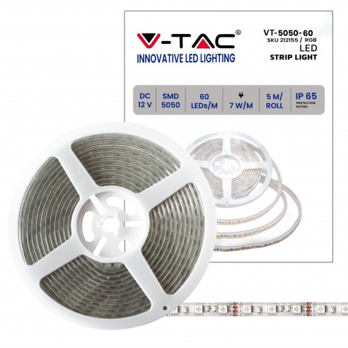 Tira de leds 12V, RGB, SMD5050, 7W/m,...