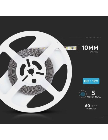 Led strip 12V, RGB, SMD5050, 7W/m, 60 leds/m, IP65, width 10mm - V-TAC VT-5050