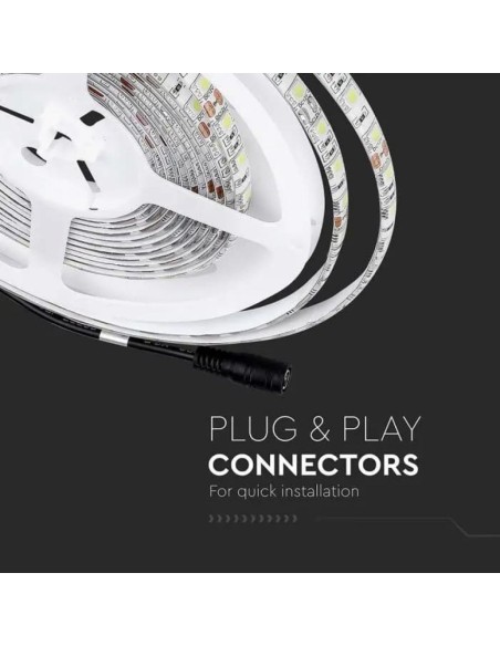 Strip led 12V, RGB, SMD5050, 7W/m, 60 led/m, IP65, larghezza 10mm - V-TAC VT-5050 