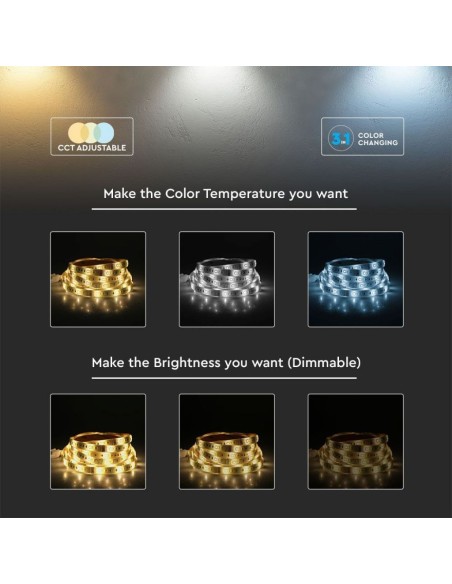 Tira led 24V, RGB + blanco, SMD5050, 24W/m, 60 leds/m, IP20, ancho 12mm - V-TAC VT-5050