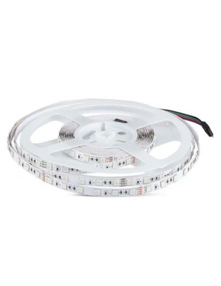 Ledstrip 24V, RGB, SMD5050, 7W/m, 60 leds/m, IP20, breedte 10mm - V-TAC VT-5050