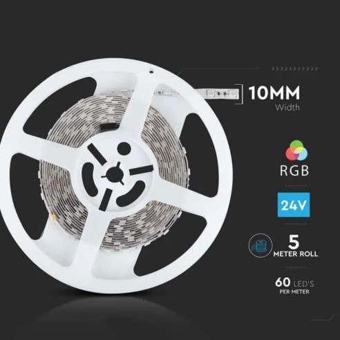Tira led 24V, RGB, SMD5050, 7W/m, 60...