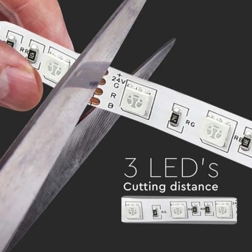 Tira led 24V, RGB, SMD5050, 7W/m, 60...