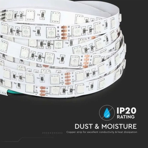 Tira led 24V, RGB, SMD5050, 7W/m, 60...