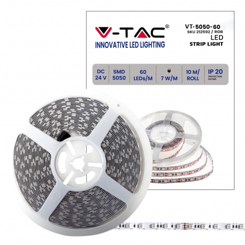 Strip led 24V, RGB, SMD5050, 7W/m, 60...