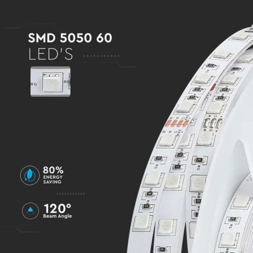 Led strip 24V, RGB, SMD5050, 7W/m, 60...