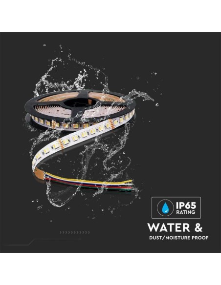  Strip led 24V, RGB e bianco, SMD5050, 24W/m, 60 led/m, IP65, larghezza 12mm - V-TAC VT-5050