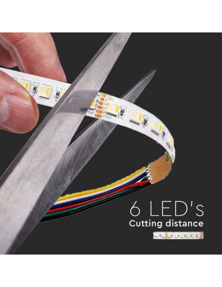  LED-Streifen 24V, RGB und weiß, SMD5050, 24W/m, 60 leds/m, IP65, Breite 12mm - V-TAC VT-5050