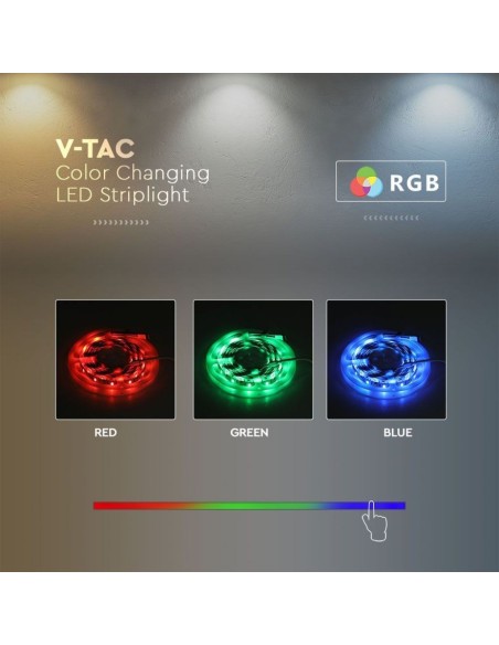  Strip led 24V, RGB e bianco, SMD5050, 24W/m, 60 led/m, IP65, larghezza 12mm - V-TAC VT-5050