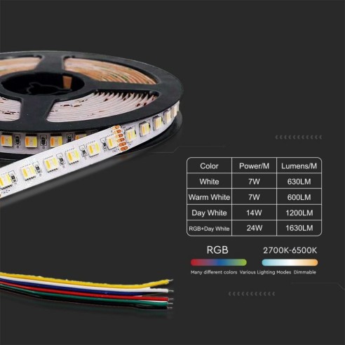  LED-Streifen 24V, RGB und weiß,...