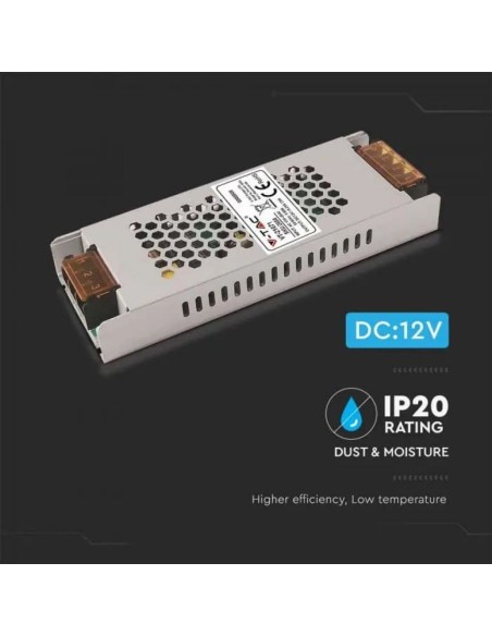 Switching power supply in metal housing, 75W, AC 176-264V, DC 12V 6.25A, slim, IP20 - V-TAC 2684 VT-21071
