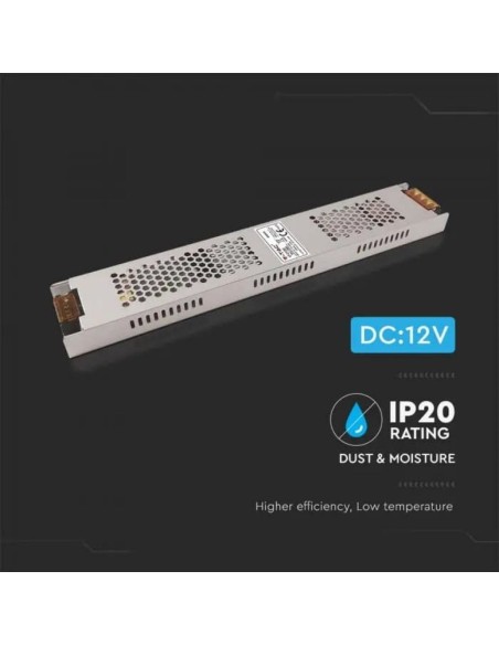 Schakelende voeding in metalen behuizing, 250W, AC 176-264V, DC 12V 20,8A, slank, IP20 - V-TAC 2690 VT-21252