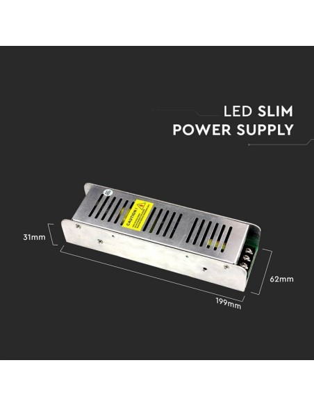Switching power supply in metal housing, 150W, AC 200-240V, DC 12V 12.5A, IP20, dimmable - V-TAC 3257 VT-20154D