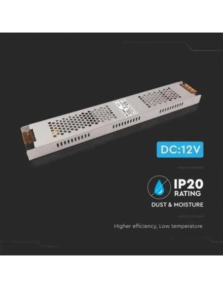 Alimentatore switching in contenitore metallico, 300W, AC 176-264V, DC 12V 25A, slim, IP20 - V-TAC 2692 VT-21301