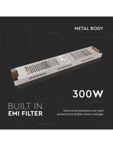 Schaltnetzteil im Metallgehäuse, 300W, AC 176-264V, DC 12V 25A, schmal, IP20 - V-TAC 2692 VT-21301