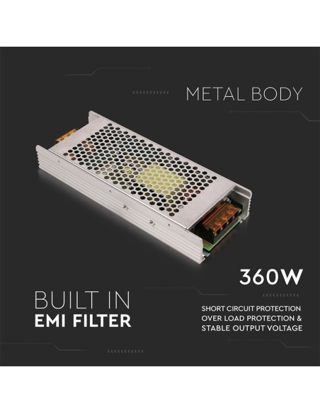 Schaltnetzteil im Metallgehäuse, 360W, AC 230V, DC 12V 30A, IP20 - V-TAC 3274 VT-21360