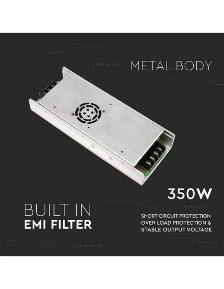 Alimentation à découpage en boîtier métallique, 350W, AC 200-240V, DC 24V 15A, IP20 - V-TAC 3263 VT-24350
