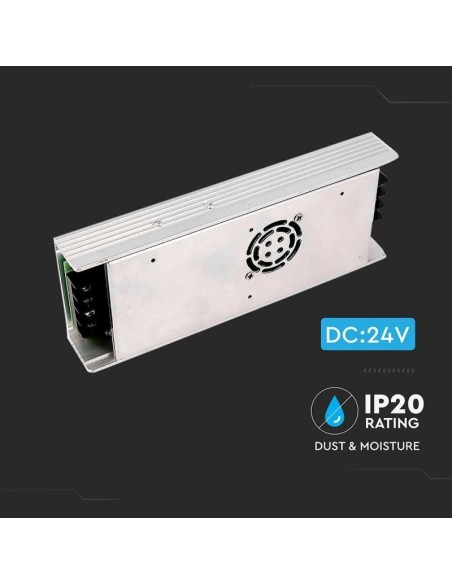 Switching power supply in metal housing, 350W, AC 200-240V, DC 24V 15A, IP20 - V-TAC 3263 VT-24350