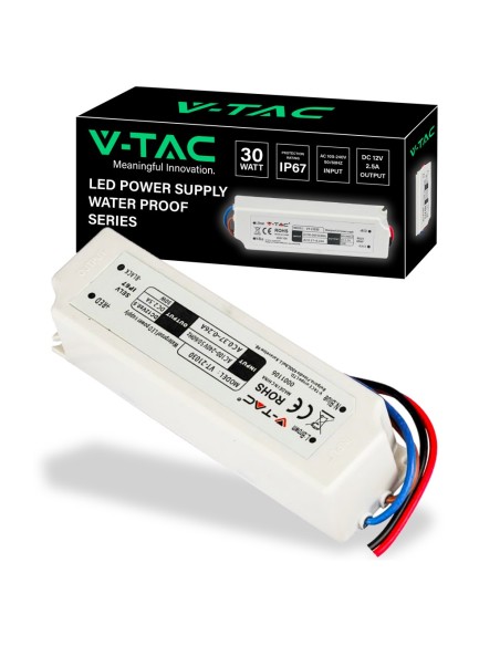 Alimentatore switching, 30W, AC 100-240V, DC 12V 2,5A, IP67 - V-TAC 3271 VT-21030
