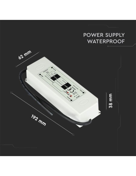 Alimentation à découpage, 150W, AC 100-240V, DC 12V 12.5A, IP67 - V-TAC 3248 VT-22153
