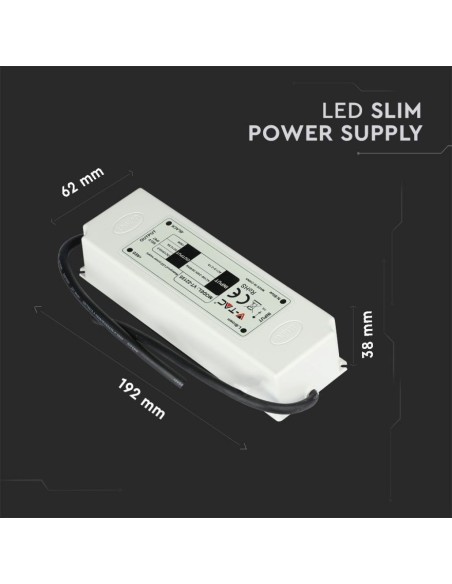 Fuente de alimentación conmutada, 150 W, CA 100-240 V, CC 12 V 12,5 A, IP67 - V-TAC 3250 VT-22155