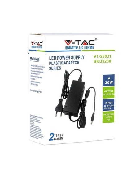 Alimentation à découpage 12Vdc 2,5A, fiche 5,5x2,1mm - V-TAC 3238 VT-23051