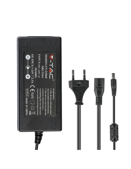 Schaltnetzteil 24Vdc 2.5A, Stecker 5.5x2.1mm - V-TAC 3264 VT-25060