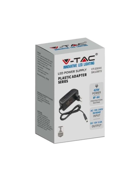 Alimentation à découpage 12Vdc 3,5A, fiche 5,5x2,1mm - V-TAC 2672 VT-23044