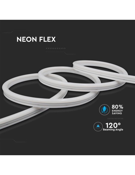 Neon Flex LED-Streifen 24V, 10 Meter, SMD2835, 6,5W/m, 126 leds/m, IP68, Breite 8mm - V-TAC VT-554