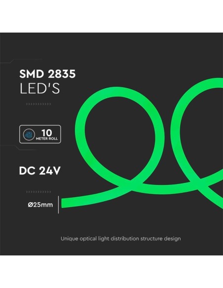 Neon Flex LED Strip 24V, 10 metres, SMD2835, 12W/m, 240 leds/m, IP20, width 25mm - V-TAC VT-551