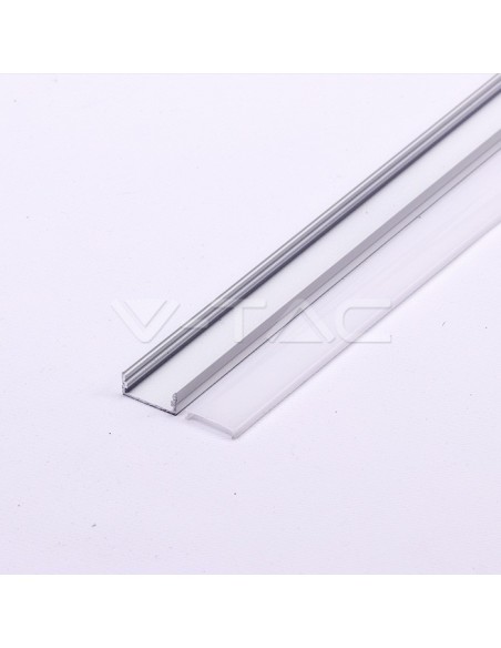 Perfil de aluminio para tiras LED, blanco, 2000x23,5x9,8mm, lineal, cubierta satinada - V-TAC 3367 VT-8108-W