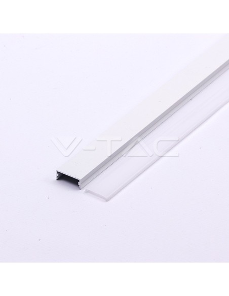 Aluminium profile for LED strips, white, 2000x23.5x9.8mm, linear, satin cover - V-TAC 3367 VT-8108-W